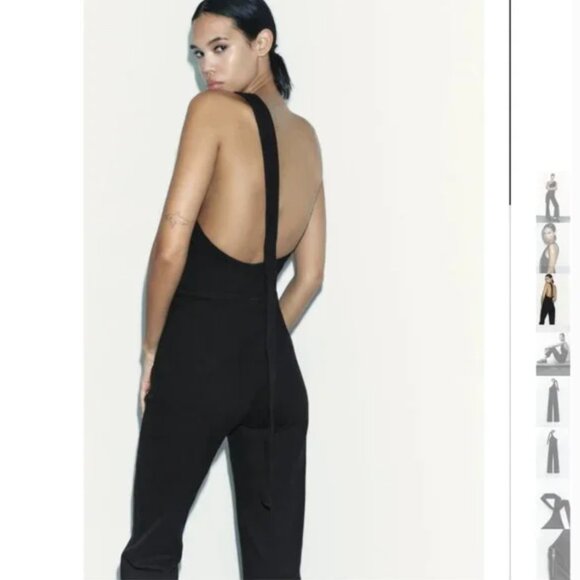 NWT ZARA ASYMMETRIC JUMPSUIT BLACK JEAN - Picture 1 of 6